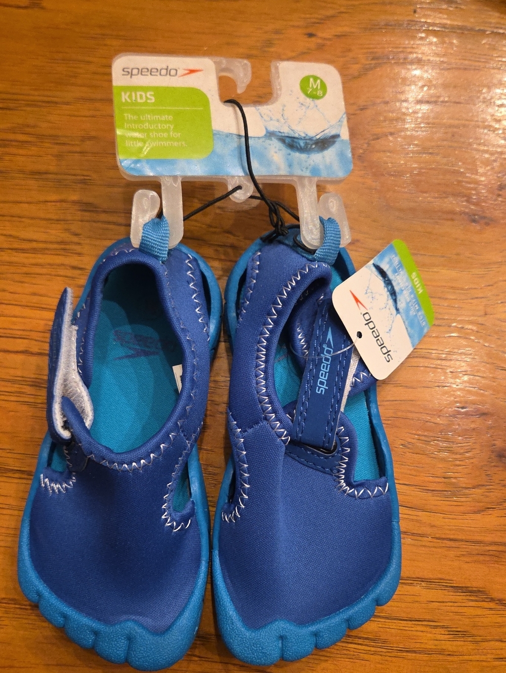 Speedo Kids Blue and Teal Water Shoes with Hook-and-Loop Strap
